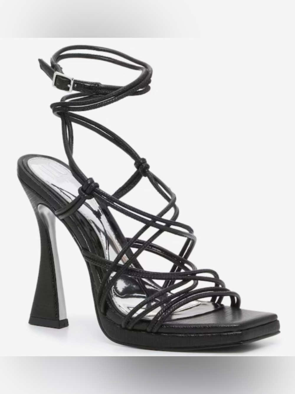 JLO Women's Black Strappy Square-Toe High Heels